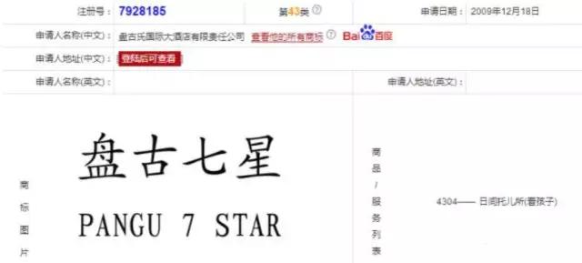 出售“盘古”商标2000万未果?告“盘古七星酒店”侵权