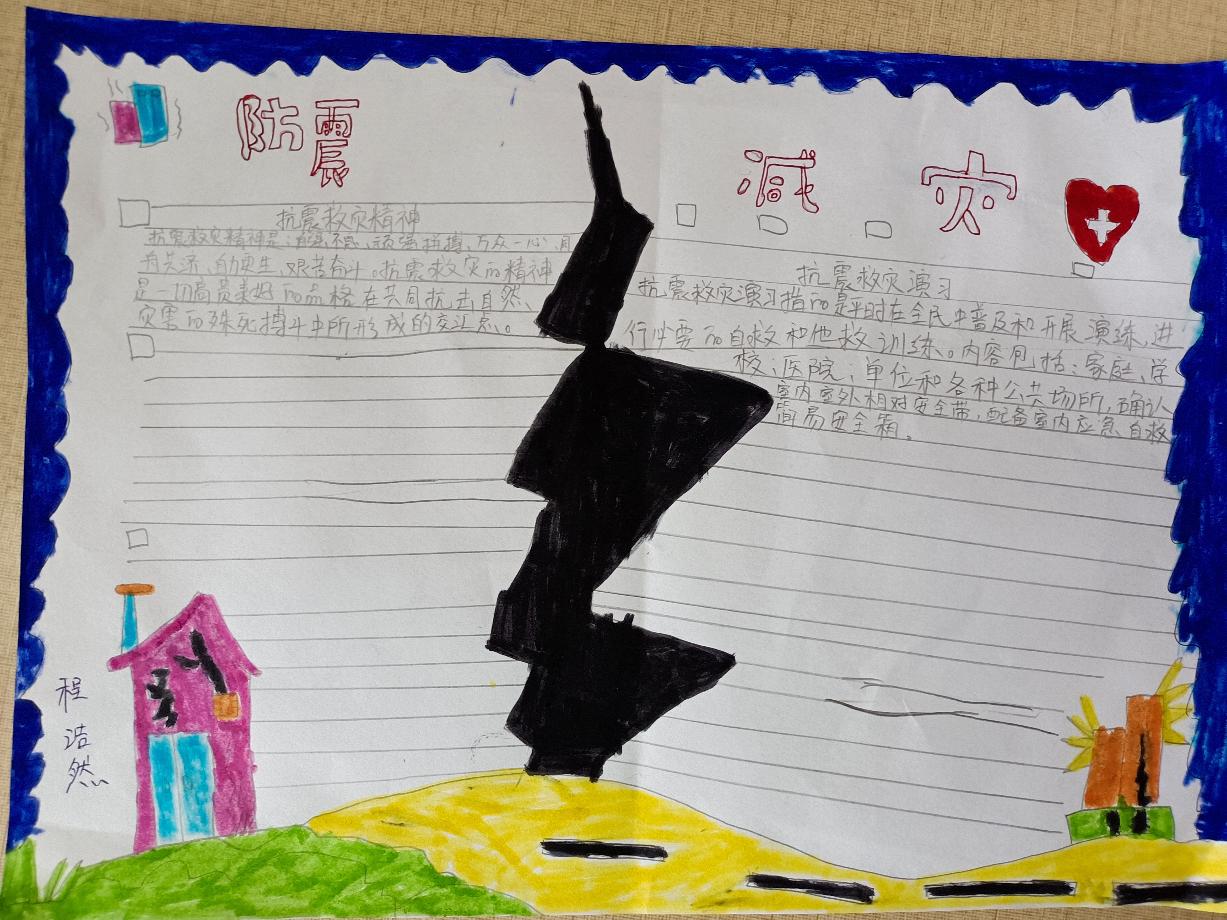 防震减灾的手抄报简笔画,幼儿园防震减灾的手抄报