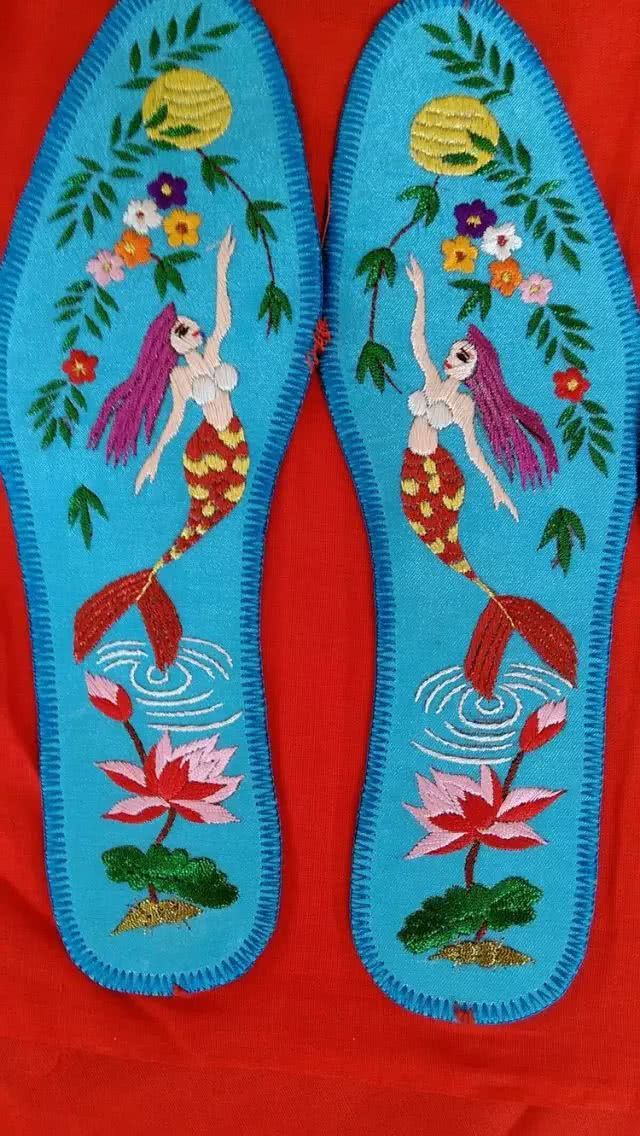 老式鞋垫60后的图案,46码刺绣鞋垫成品