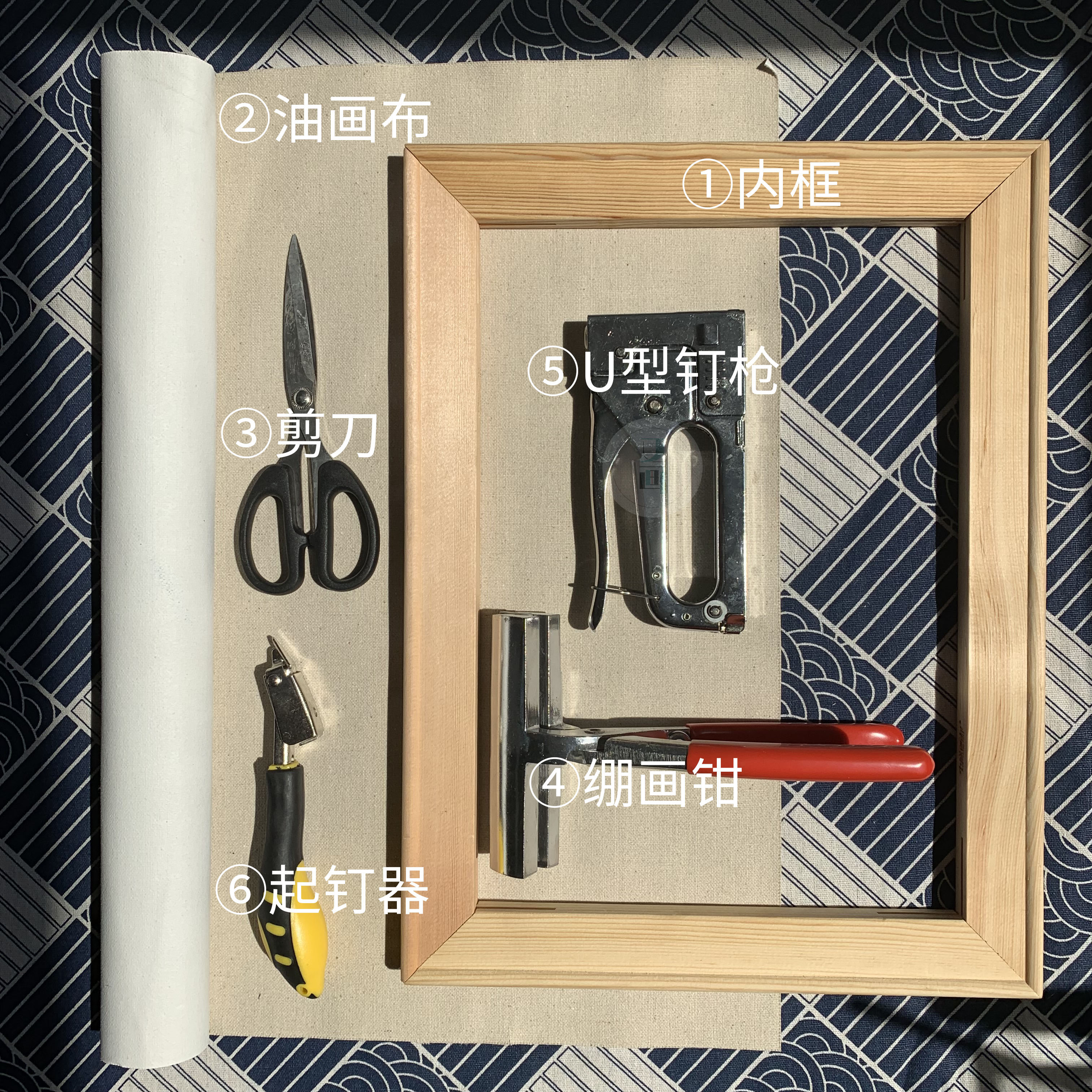 油画绷布过程,油画绷框教程