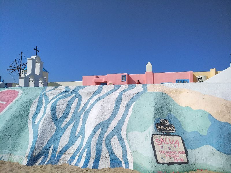 圣托里尼海边,盘锦金帛滩海滨浴场