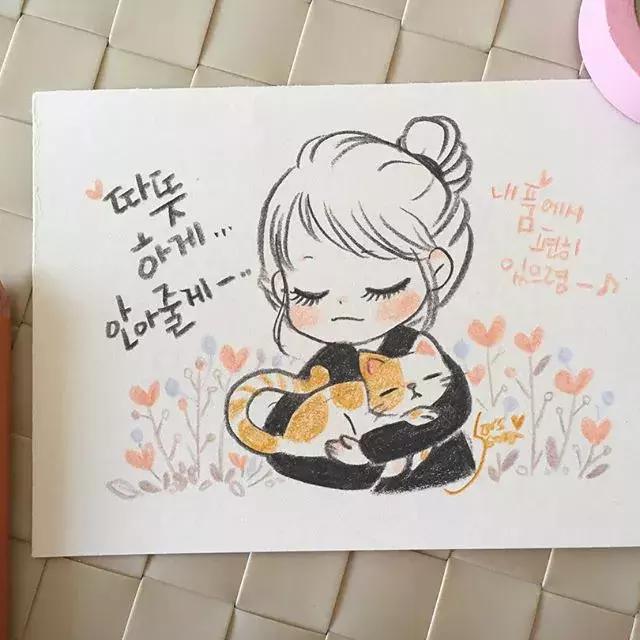 彩铅画古风人物简笔画,彩铅荷花简笔画几分钟就能学会