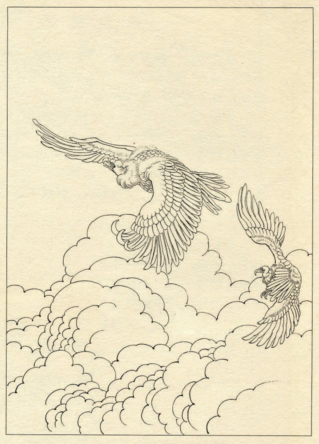 鹰的工笔底稿白描大图,白描鹰的画法图片