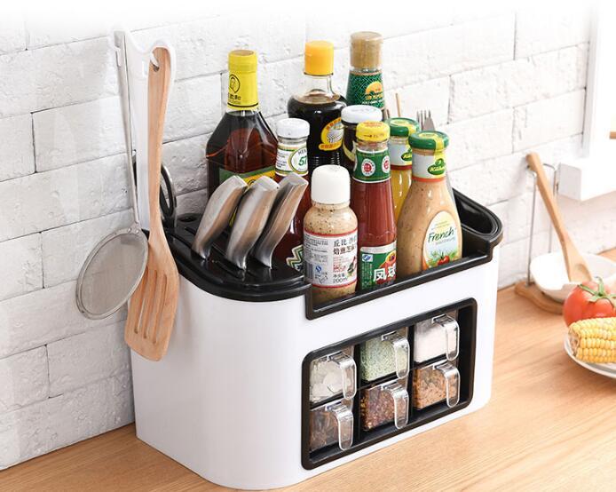 厨房壁挂式免打孔收纳用具置物架,抹布架收纳沥水多功能厨房置物架