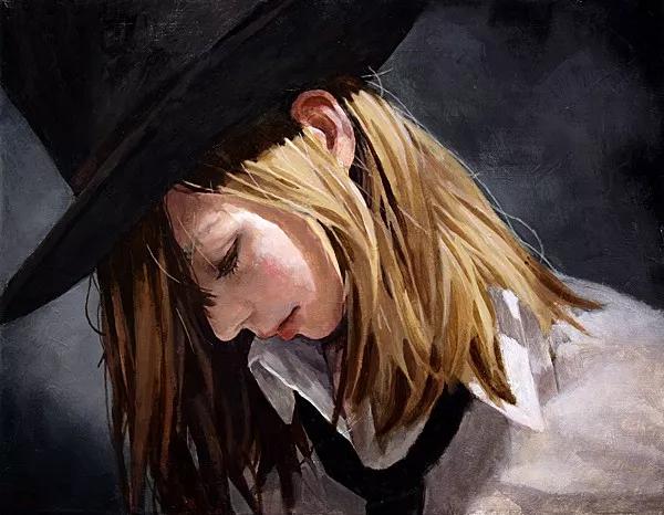 油画日系动漫,油画里的唯美少女