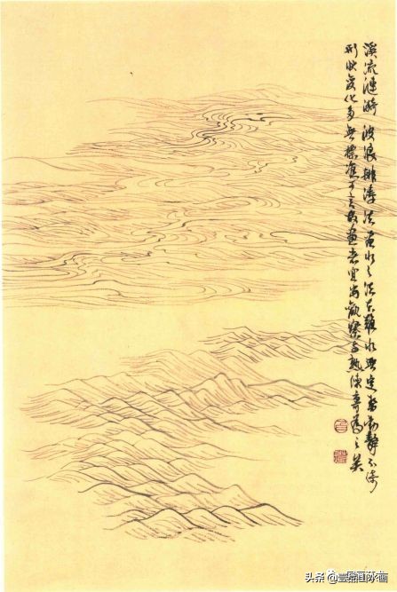 远山近水山水画,山水画的水怎么画