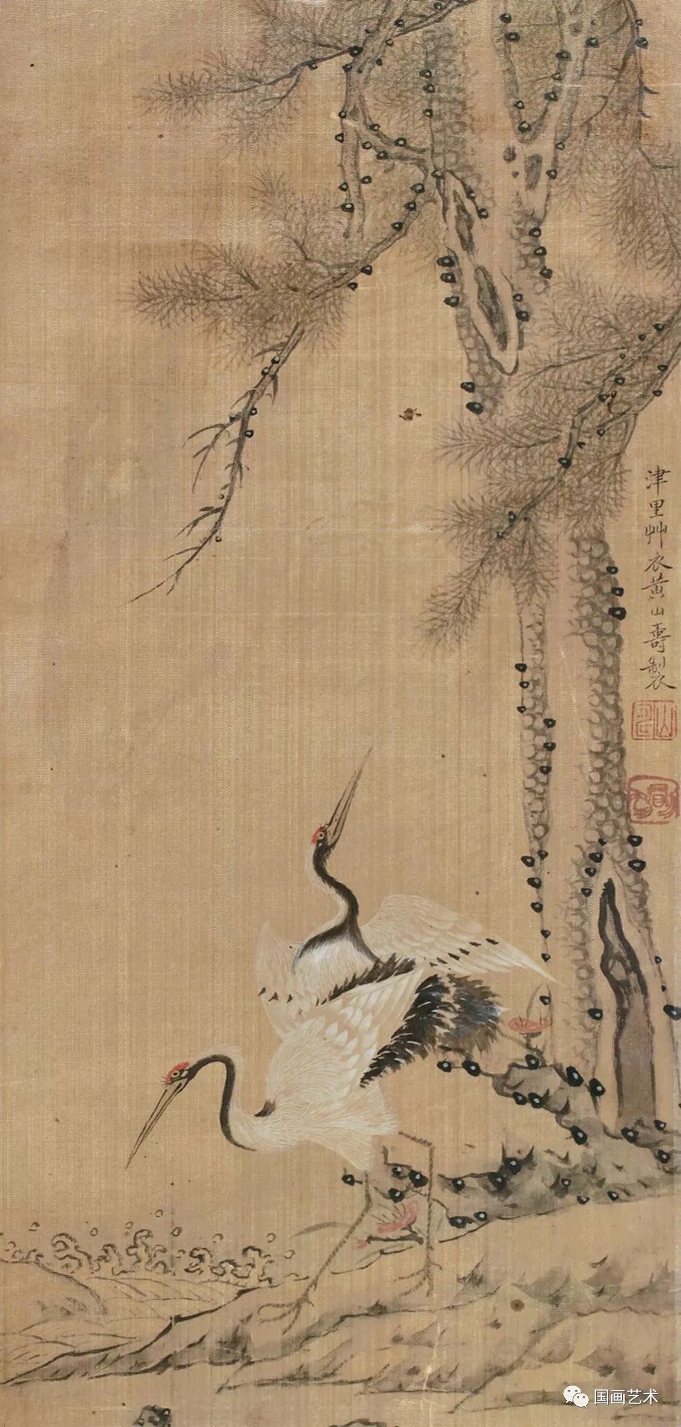 松鹤延年比较有名的图画,写意松鹤图看一下