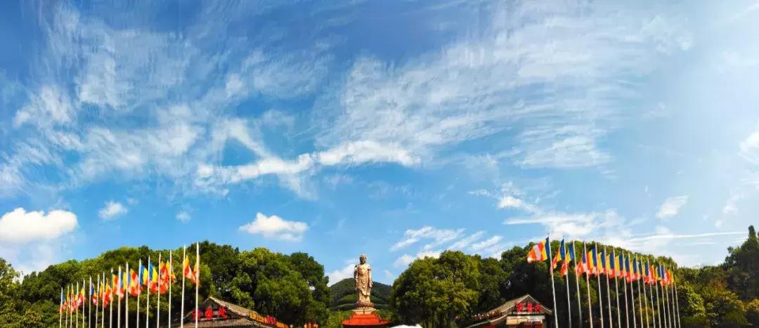 随处皆祥云诸佛现全身手机全景角度下的灵山大佛