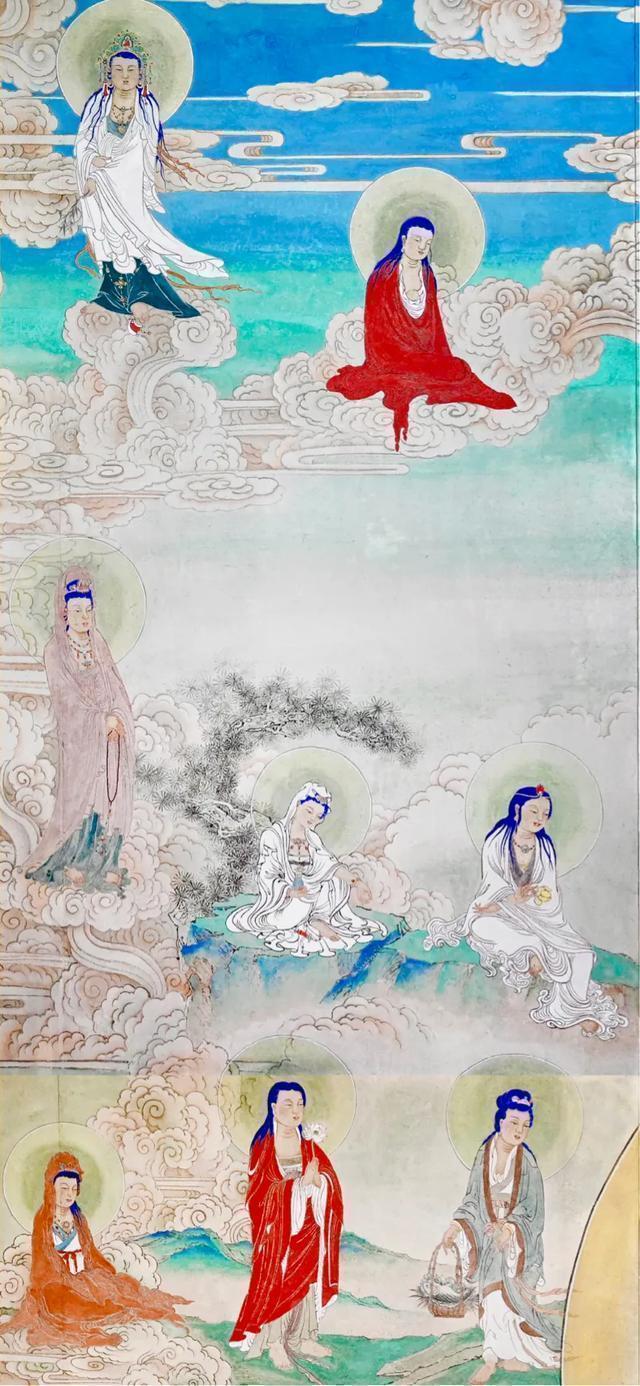 观音菩萨三十二像工笔画,观世音菩萨画像工笔画