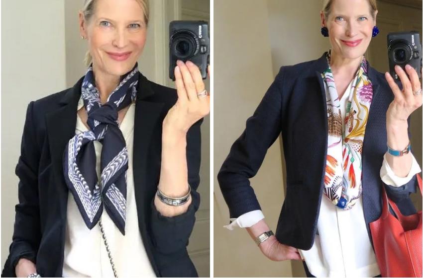 简单到一学就会的丝巾搭配,时尚博主丝巾搭配