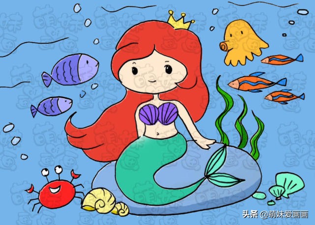 童话世界美人鱼简笔画,十二星座古风美人鱼公主简笔画