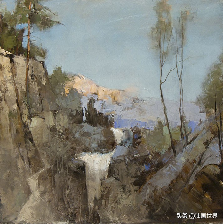 波澜壮阔雄壮唯美的风景油画,笔触风景画