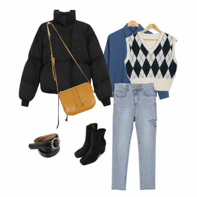 黑色时尚小棉服,黑色短款小棉服不臃肿