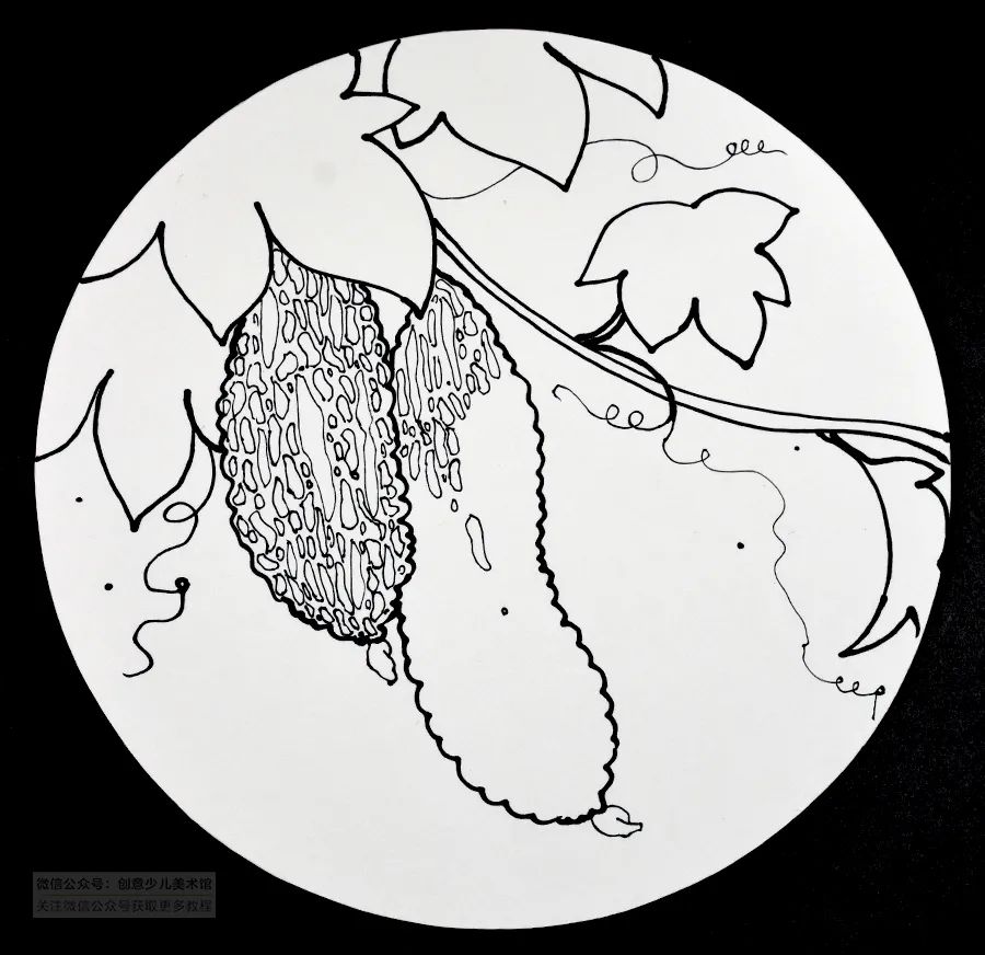 儿童画国画苦瓜的画法,儿童画教程植物