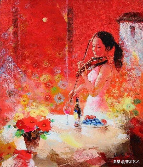 韩国画家朱世柱的作品非常出色,温暖、音乐和神秘
