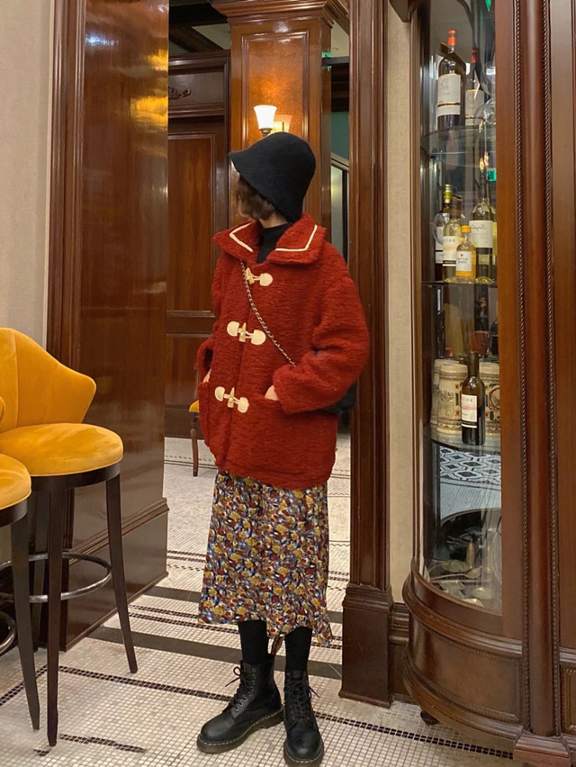 70后洋气羊羔毛外套,洋气羊羔毛外套