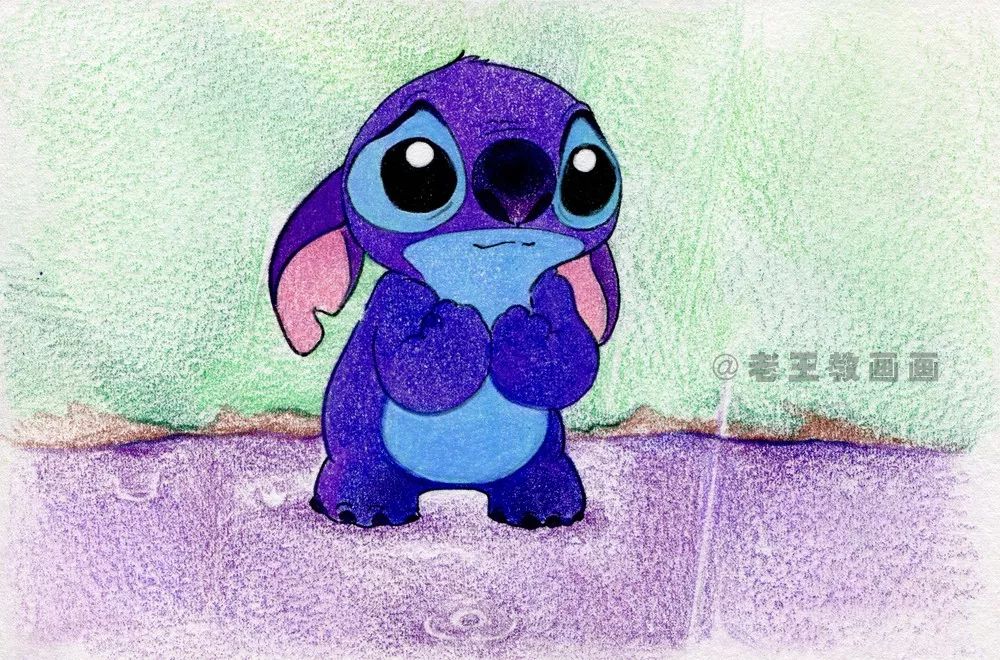 史迪仔坐着彩色简笔画,史迪仔简笔画教程