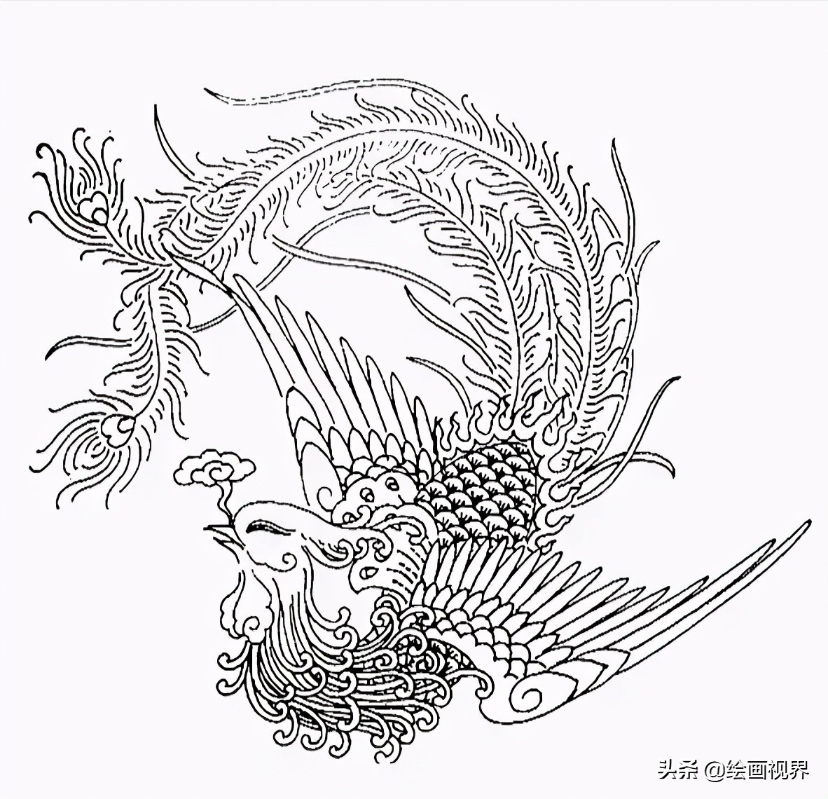凤鸟纹怎么画最简单,凤纹手绘图片大全
