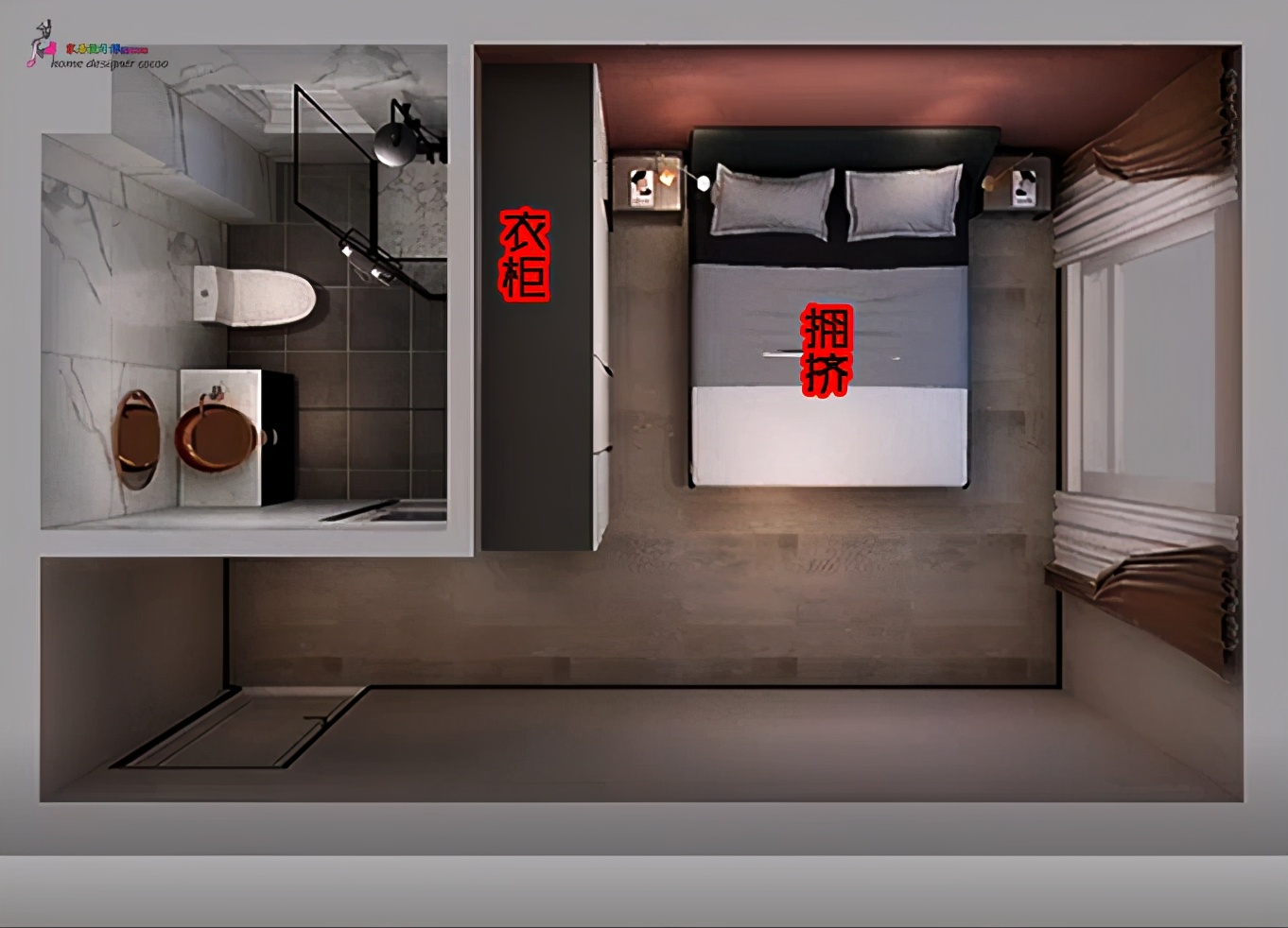 卧室布置一床一衣柜,小平米主卧室多收纳设计方案