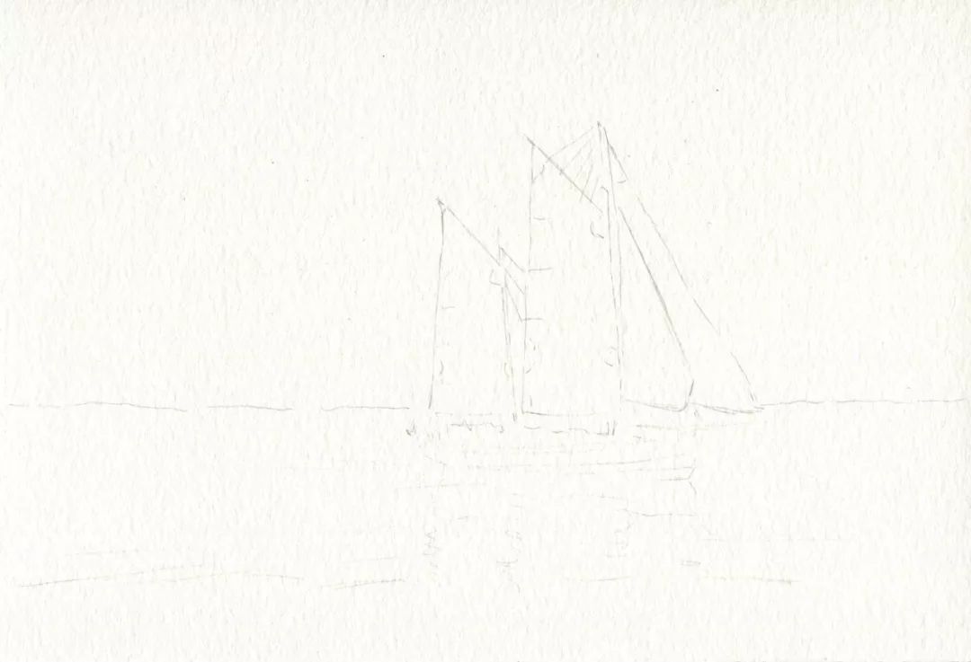 水彩教程来了，教你画海洋，天空和帆船