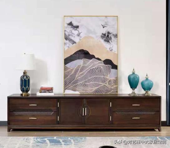 新中式家具客厅布置,新中式家具打柜子效果图