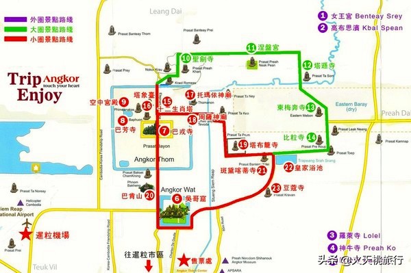 柬埔寨暹粒机场到吴哥窟,柬埔寨暹粒市的吴哥窟