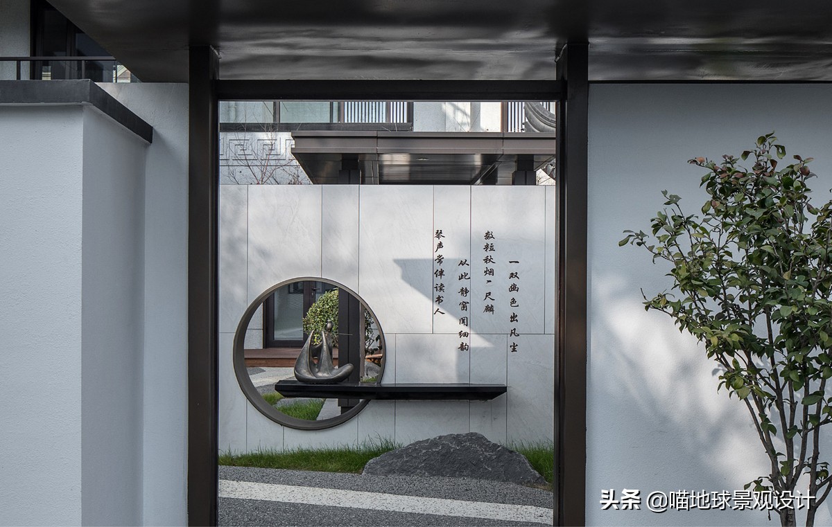 景墙圆形造型价格,简洁欧式庭院景观墙设计