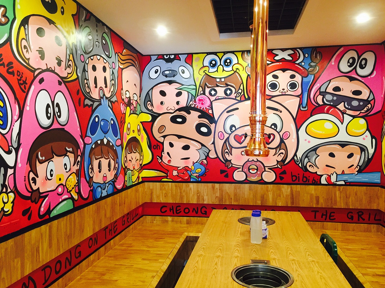 烧烤店国潮壁画图片大全,羊肉火锅店墙绘壁画