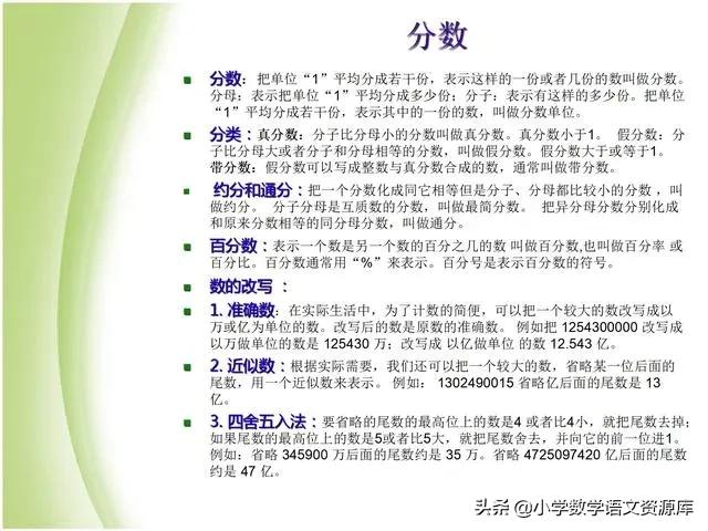 小升初数学复习PPT:数的运算、代数与几何初步知识、比与比例