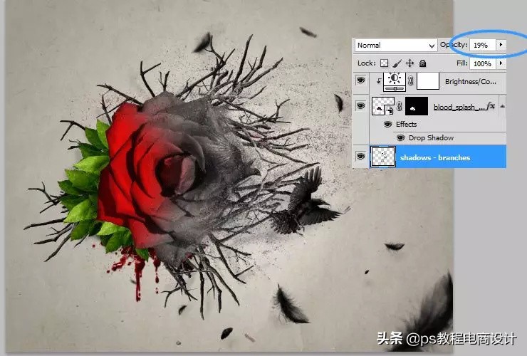 ps怎么把玫瑰变成金黄色,ps蝴蝶和鲜花合成