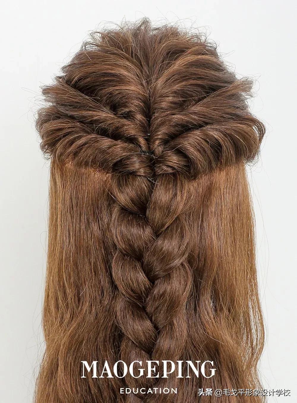 喜婆婆盘发气质优雅,中长发盘发教程简单别致显气质