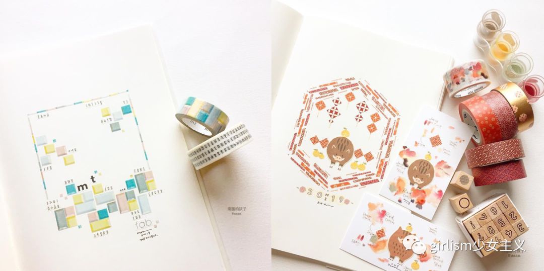 可爱的日系风手帐,简单又可爱的蓝色系手帐