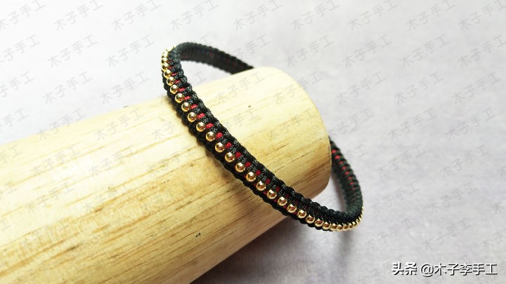 双向平结手链收尾串珠,花样平结串珠手链编织