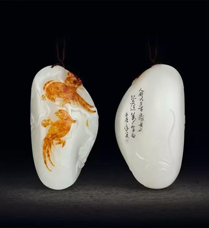 俏色羊脂美玉，美皮玉雕更美