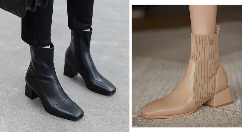 小粗腿适合的方头短靴,方头短靴和尖头短靴哪个更好搭配