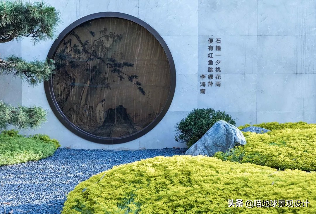 景墙圆形造型价格,简洁欧式庭院景观墙设计