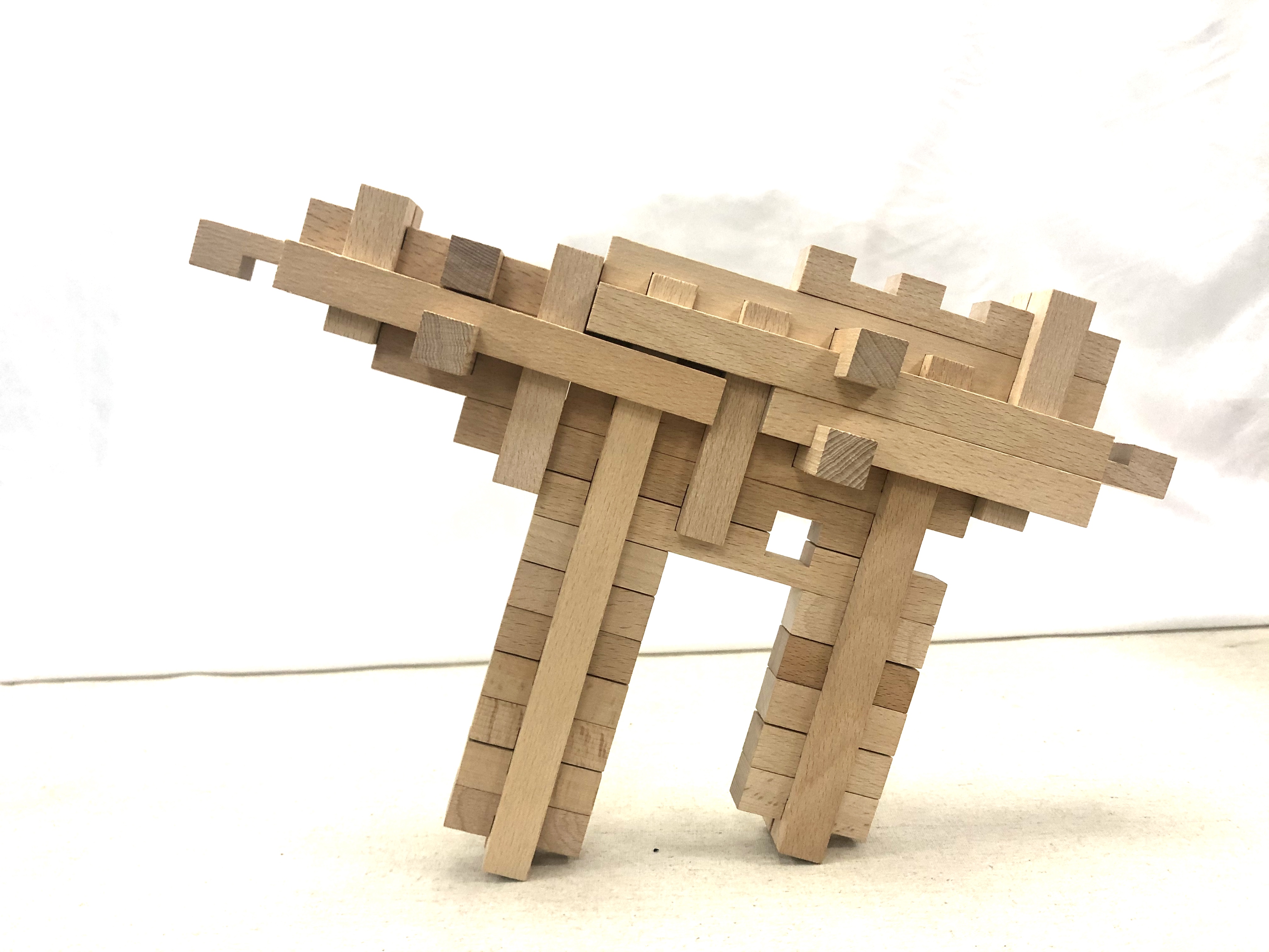 榫卯结构积木玩具还原,刚拼好的积木散架了