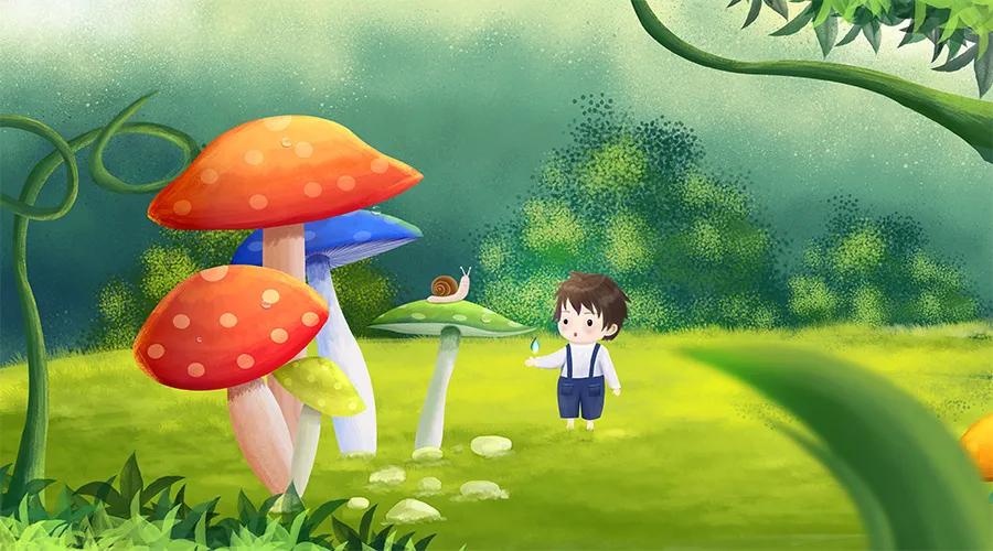 儿童画画教学简单3-5岁水彩笔蘑菇,小蘑菇水彩笔