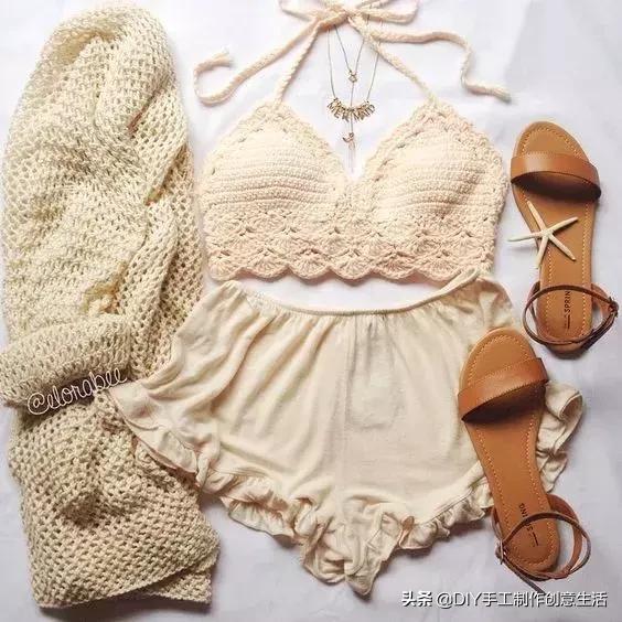 夏天来了，一定要钩一套给自己，有钩织教程