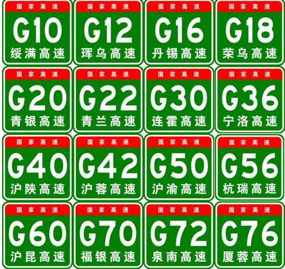 中国高速所有公路网编号简图,中国高速公路编号标志图片