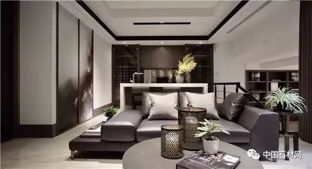 现代简约全屋大理石别墅效果图,轻奢风装修大理石别墅图片