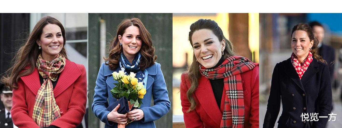 冬季围巾怎么搭配才保暖又时髦,凯特王妃系红色波点围巾