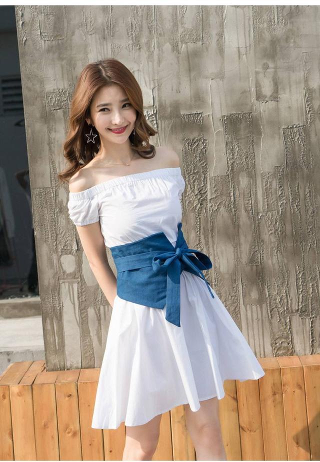 夏季一字肩穿搭套装,小个子高端套装遮肚子一字肩春夏