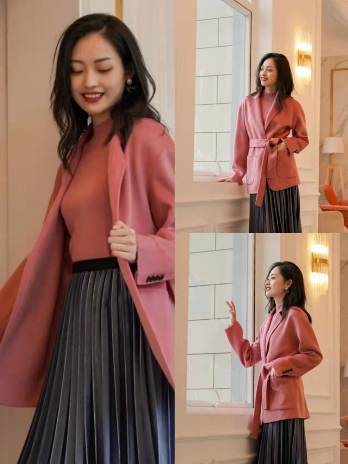 粉红色太减龄阿姨也能穿出少女感,老了才要装嫩粉色裤子粉色鞋子