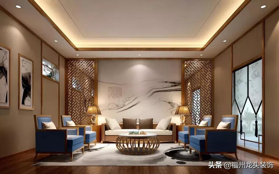 中式客厅大气,红木新中式客厅大气