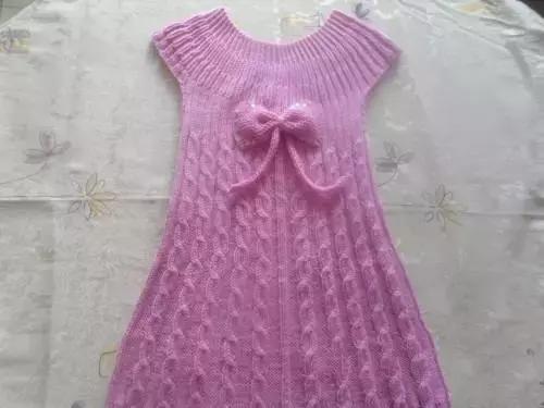 女童背心裙子的蝴蝶结的编织方法,女童外套双色蝴蝶结图案编织教程