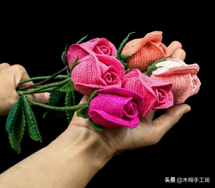 七种玫瑰花的钩编步骤,浪漫永不凋零的玫瑰花折纸