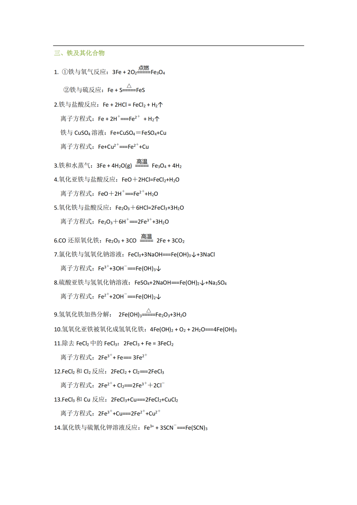 考前化学复习,化学考前速记方程式