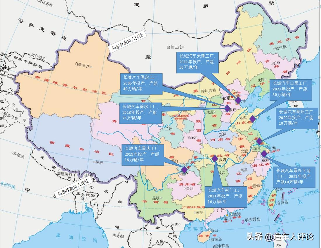 长城汽车有多少个厂区,长城汽车荆门分公司产能