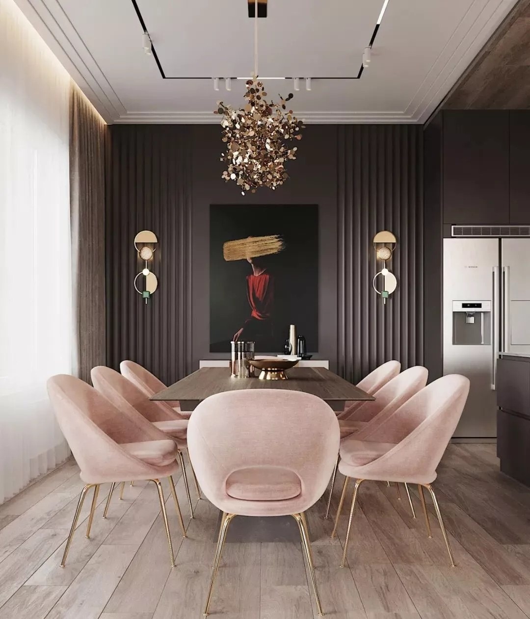 餐厅轻奢风格设计,意式轻奢风餐厅效果图